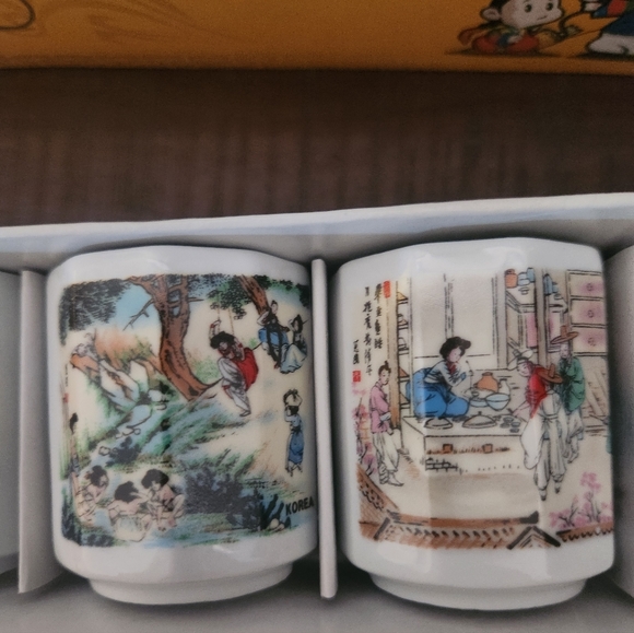 Yung-Boh Ceramic Tea/Sake/Shot Welcome to Korea Cups Set of 5 - Picture 5 of 9